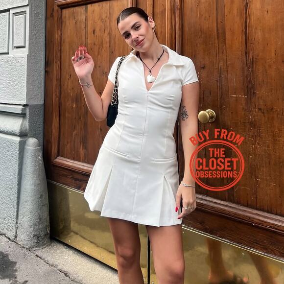 ZARA White Fitted Mini Dress NWT | Blogger Fave Shirt Collar - Picture 9 of 16